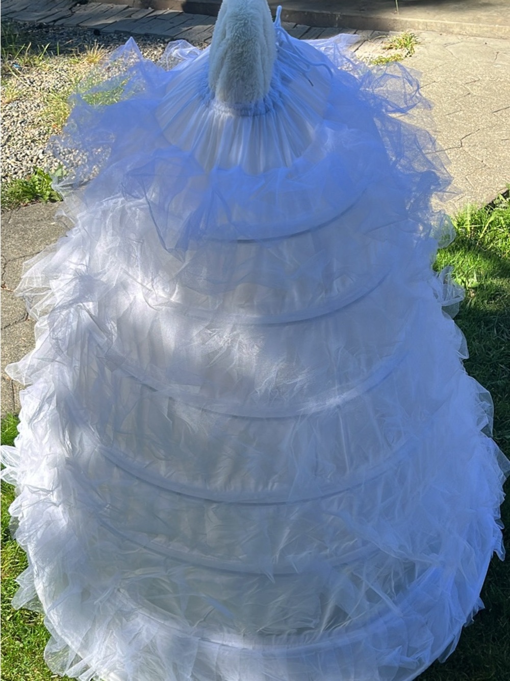 White Layered Wedding Ball Gown Dress with Tulle Skirt